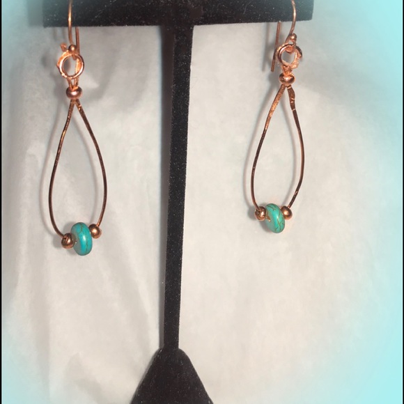 Foxy Farm Designs Jewelry - NWT HANDMADE COPPER & TURQUOISE DROP EARRINGS